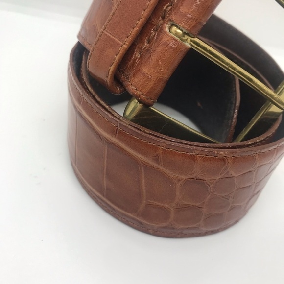 Unbranded Imported alligator grain Steerhide leather solid brass buckle Sz M (E) - Picture 4 of 5